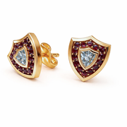 Aggie Shield™ Diamond Garnet 14K Yellow Gold Stud Earrings